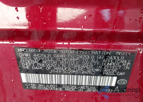 2011 Lexus Is 250 from USA, damaged, VIN JTHBF5C29B5149352